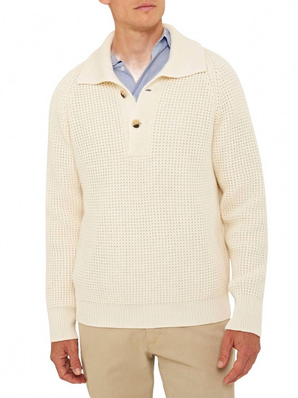 NEW ORLEBAR BROWN hindscarth polo sweater in matchstick